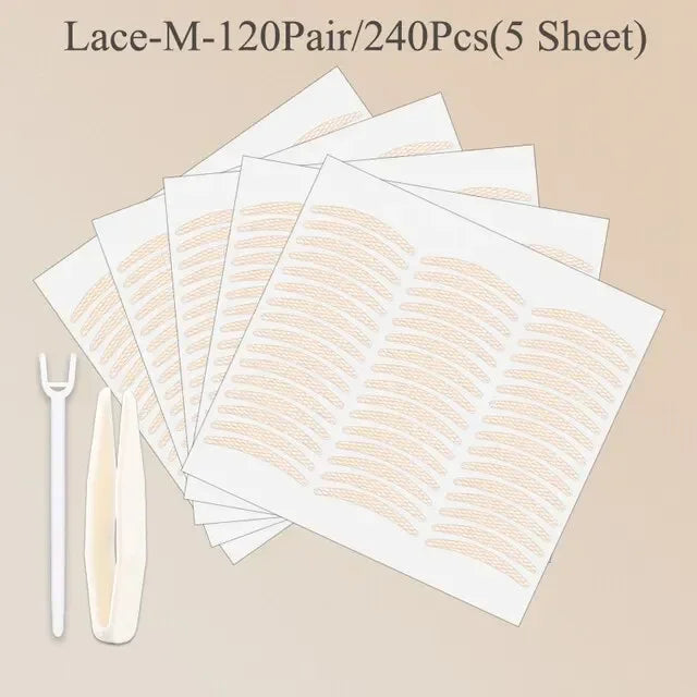 240Pcs/Lot Double Fold Eyelid Tape Sticker Lace Nature Clear Stripe Self-adhesive Natural Eye Makeup Make Up with Tool Wholesale