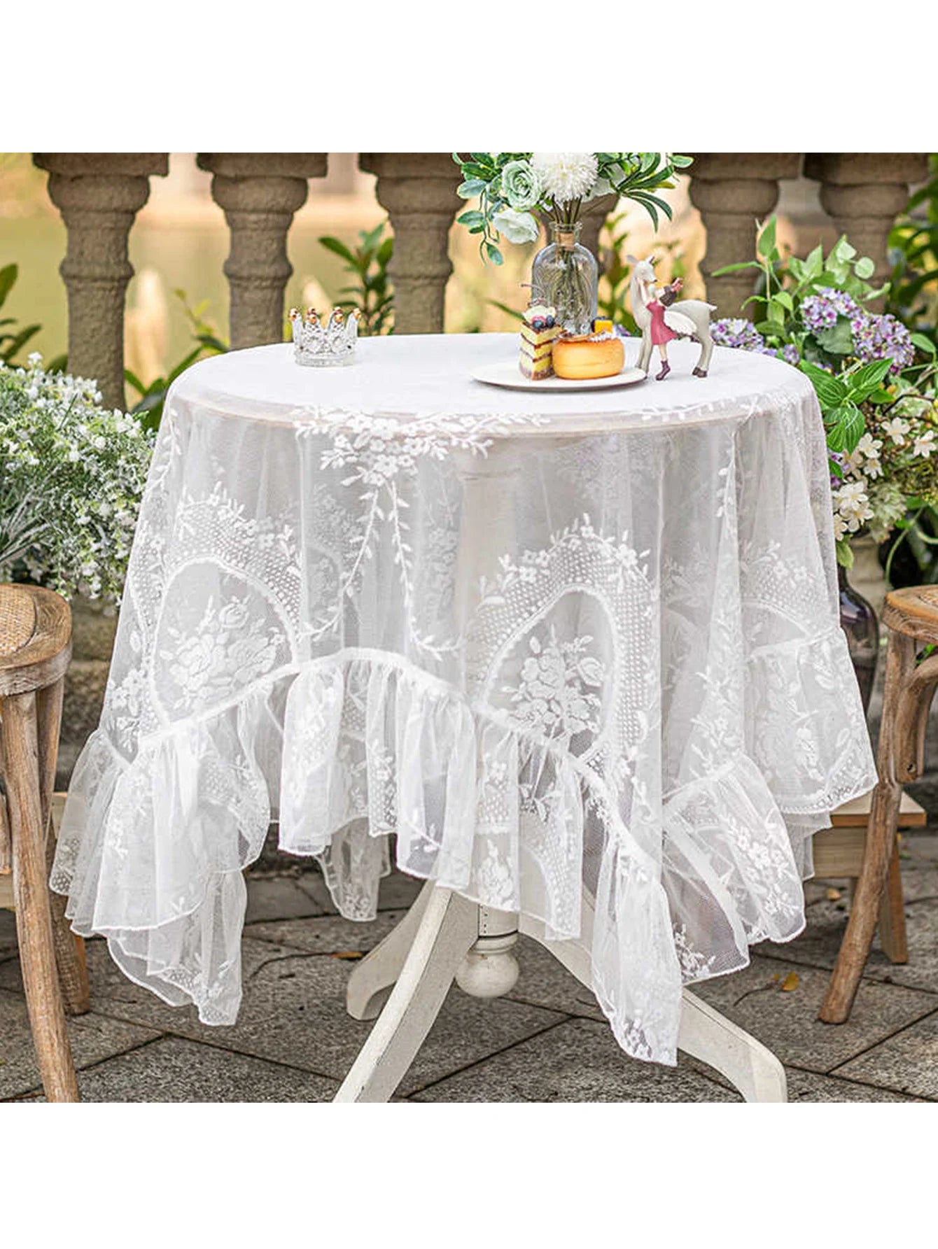 Lace Table Cloth Retro Mesh Tablecloth White Rectangle Table Cover Wedding Party Decor Picnic Cloth Background Cloth