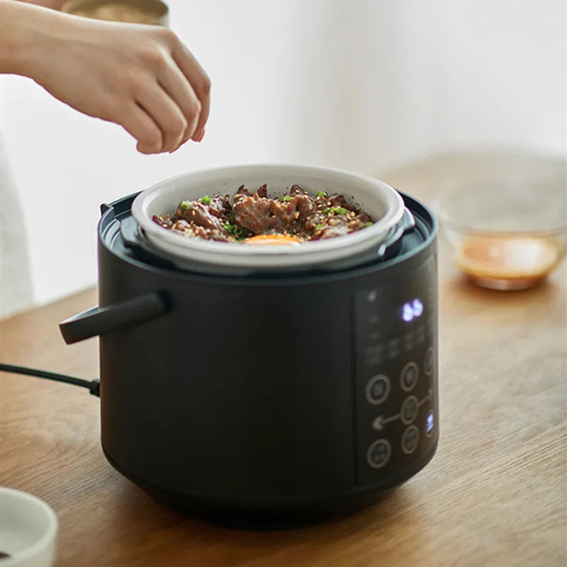 750W 2L Electric Rice Cooker Ceramic Glaze Pot 24H Pressure Cooker Multifunctional Automatic Rice Cooker for Small Kitchens