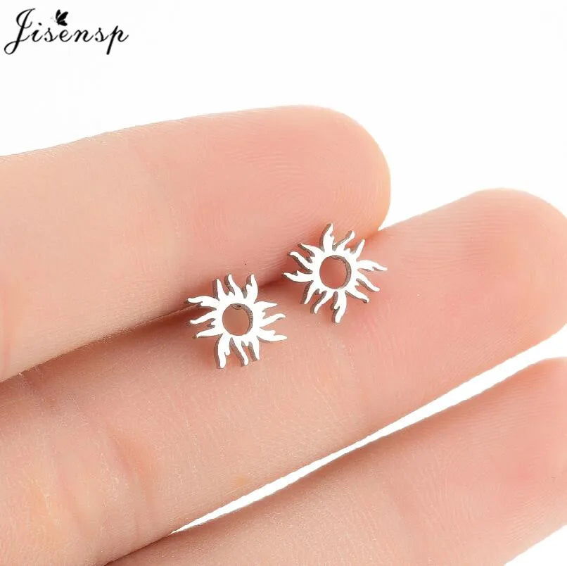 Punk Mini Stainless Steel Earrings for Women Minimalist Spades Gesture Apple Lighter Spider Web Earings Fashion Jewelry brincos