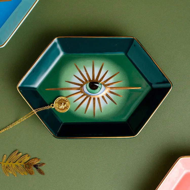 Nordic Creative Eye Trays Decorative Jewelry Dish Ceramic Decorative Plate To Store Jewelry Porcelain Plates