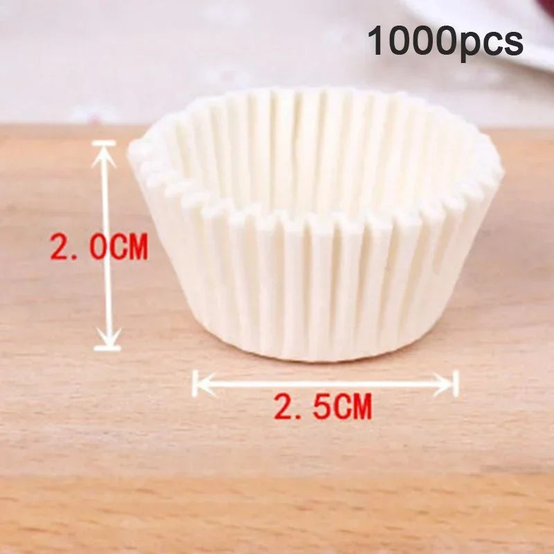 1000Pcs Mini Chocalate Cupcake Liners Natural Greaseproof Paper Muffin Baking Cups Cake Cups Forms Cupcake Cases Party Tray Mold