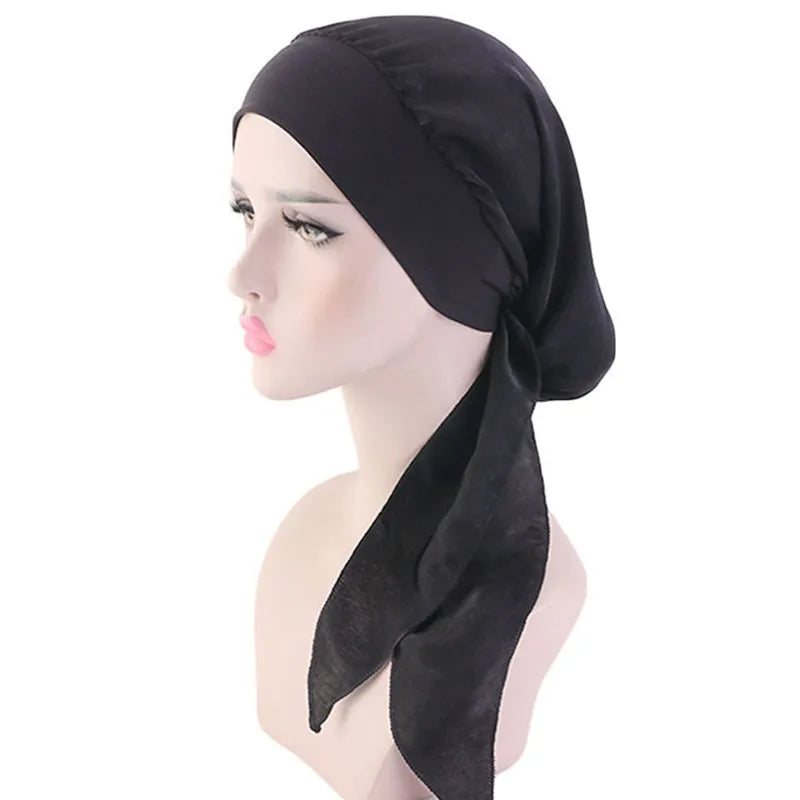 Lady Women Hat Chemo Cap Muslim Braid Head Scarf Turban Head Wrap Cover Ramadan Hair Loss Islamic Headwear Arab Fashion