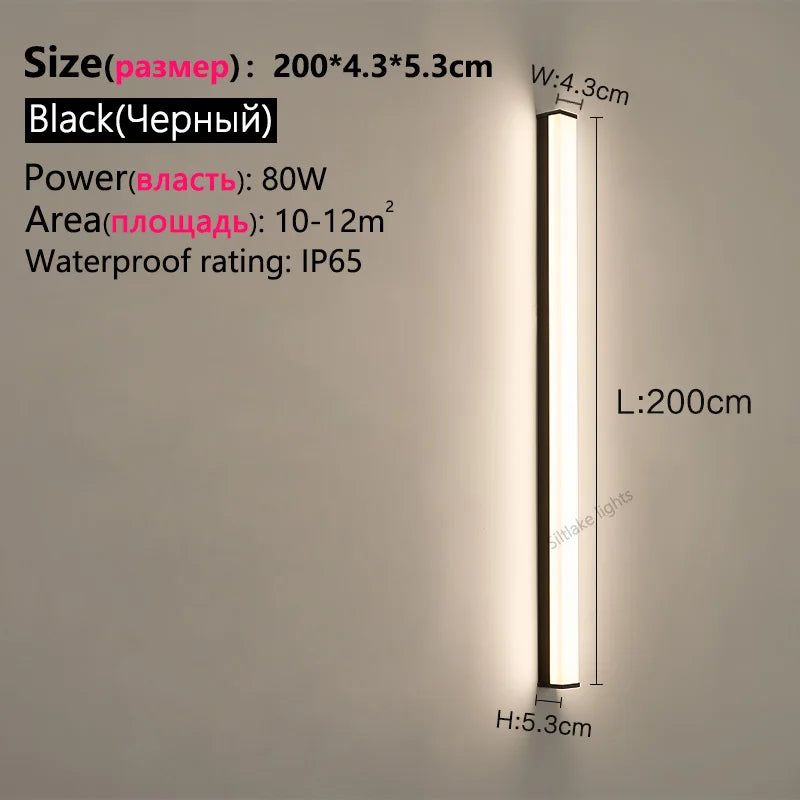 Outdoor waterproof wall lamp long strip modern simple LED courtyard garden wall lamp balcony lamp minimalist exterior wall lamp