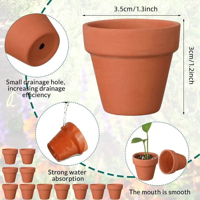 100 Pcs Tiny Terracotta Pots - 1.3 inch Small Mini Clay Pots with Drainage Holes Flower Nursery Terra Cotta Pots for in/outdoor