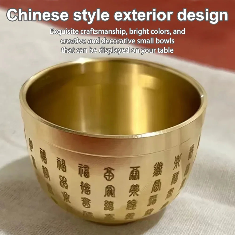 Brass Baifu Bowl Pure Brass Hundred Blessings Cup Table Small Decoration Ashtray Dessert Bowl Fortune Map Treasure Collection