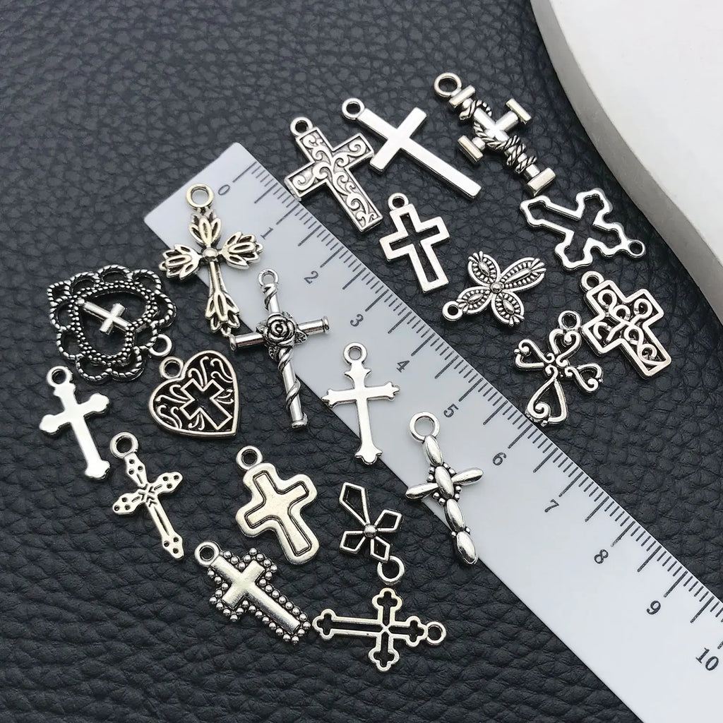 20 Styles Antique Silver Crosses - Perfect for Handmade Jewelry like Necklaces, Bracelets & Earrings"