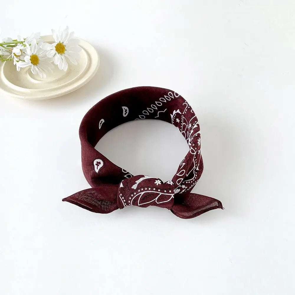 Headband Small Square Scarf Triangle Scarf Hip Hop Cashew Nut Print Scarves Scarf Hair Band Cotton and Linen Printed Silk Scarf