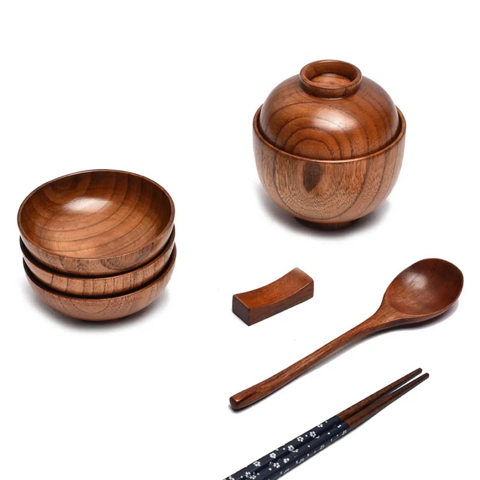 Wooden Bowl with Lid Baby Children Household Food Storage Serving Bowls Kitchen Salad Fruits Food Bowl Small Wooden Bowls