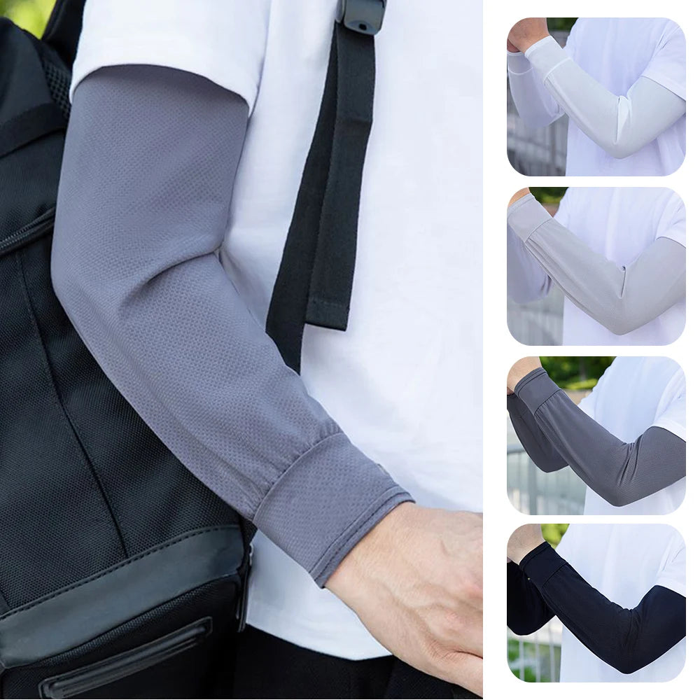 Durable UV Protection Sunscreen Ice Sleeves Loose Breathable Wear-resistant Outdoor Work Arm Warmers Men's Arm Sleeves Summer