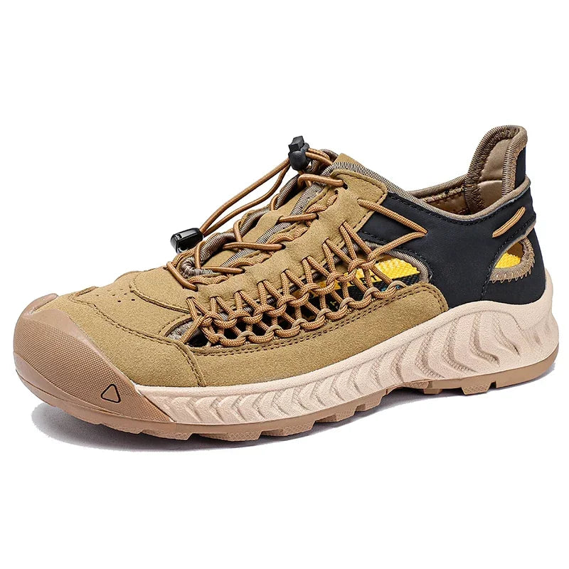 Summer Men Sandals Genuine Leather Casual Sandals Outdoor Antiskid Designer Round Toe Sandals Breathable Waterproof Beach Shoes