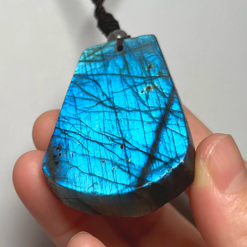 Necklace Pendant Natural Stone Irregular Shape Bead Blue Green Orange Labradorite Pendant for Women Men Jewelry 1Pcs