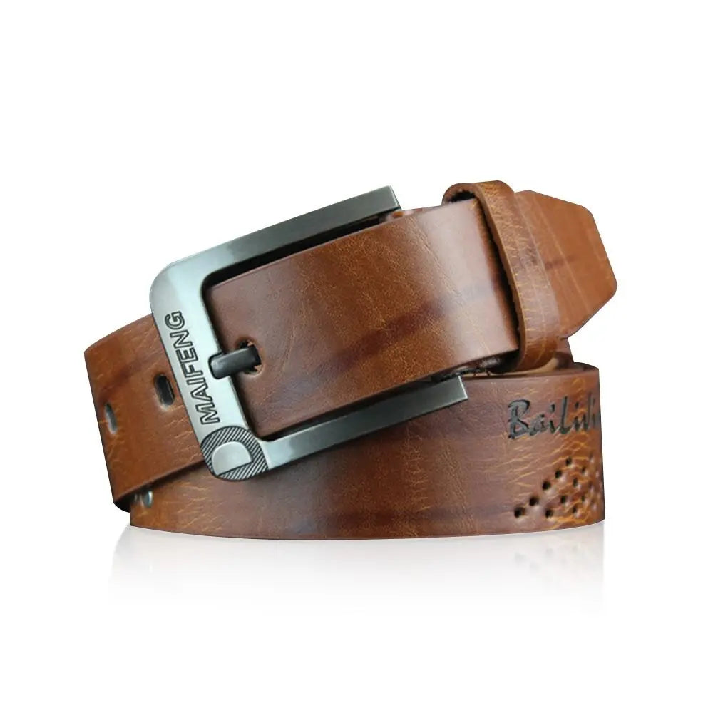 Simple Leather Men's Belt Luxury High Quality Classic Buckle Business Cowboy Vintage Waistband Alloy Belts