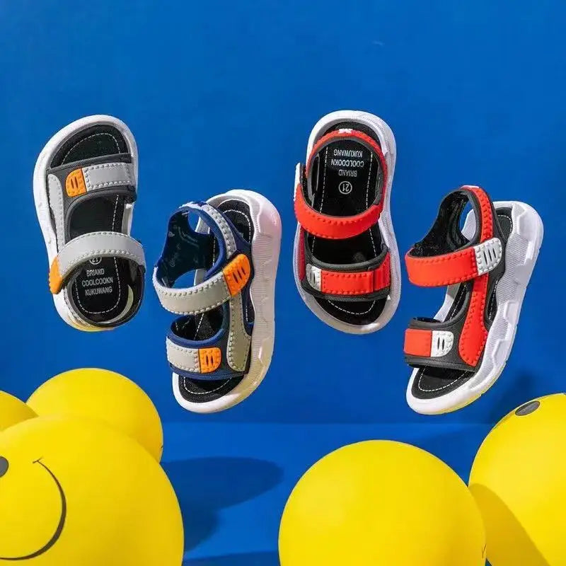Home Children's Sandals Summer New Style Imitation Leather Casual Primary School Students Soft Bottom Beach Boys' Sandals