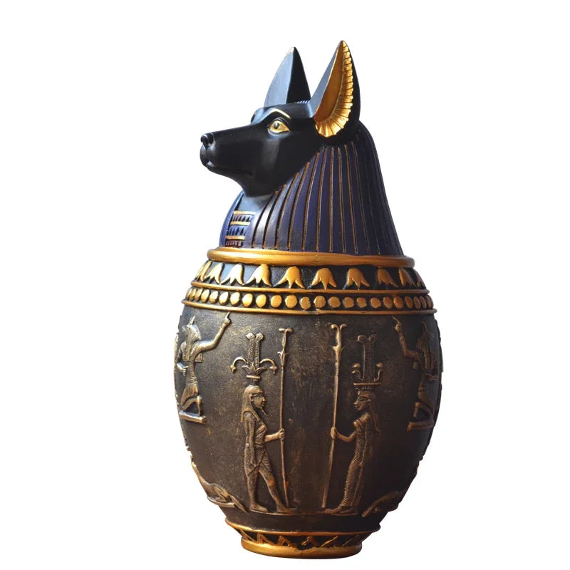Memorial Funeral Supplies Egyptian Pet Urn Canopic Cat Dog Cremation Urn for Ashes Pet Coffin Box Home Decoration Figurines