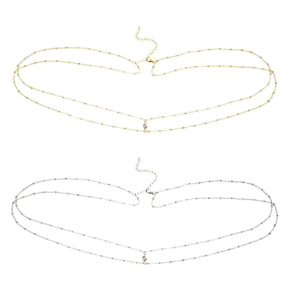 Simple Double Layer Bead Chain Ladies Waist Belly Chain Belly Belt Chain Women Fashion Body Jewelry Spring Summer Gifts