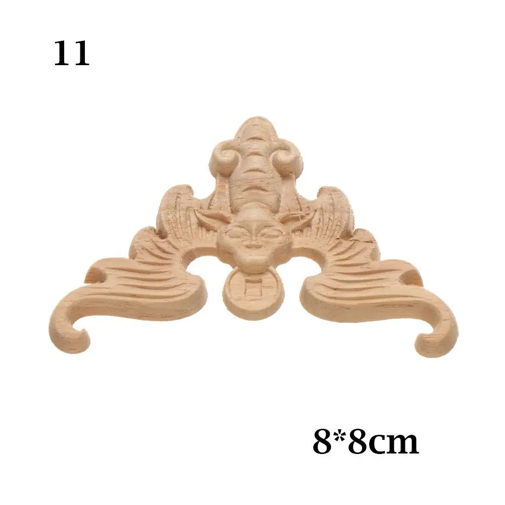 Furniture Parts Unique Natural Floral Wood Carved Corner Appliques Frame wooden Figurines Crafts Woodcarving Decorative