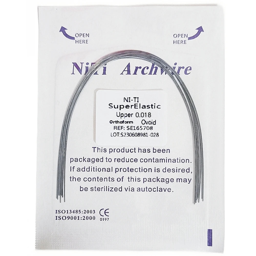 10pcs Dental Orthodontic Arch Wires Niti Archwires Natural/Ovoid Form Round/Rectangular Shape Upper Lower for Braces