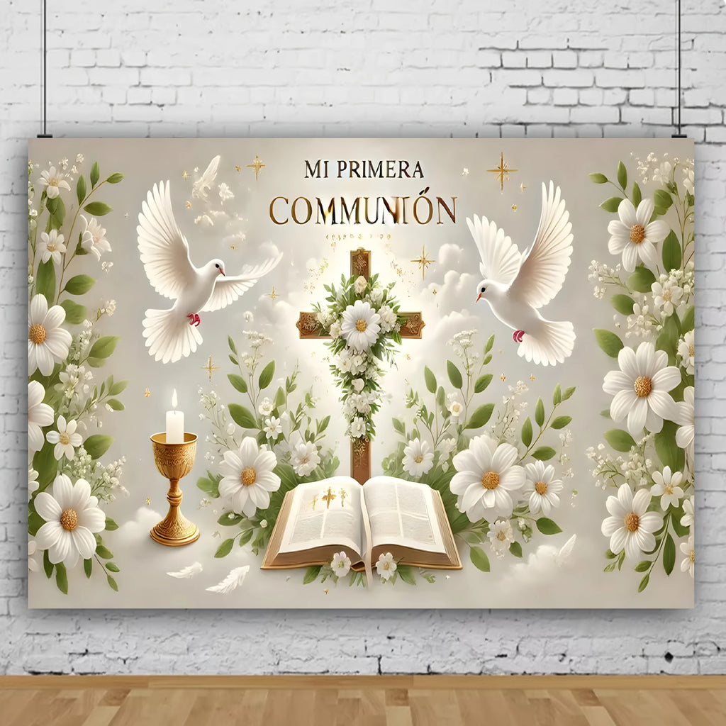 One Mi Primera Comunion elegant baptism and the First Communion Party decorative banner, perfect for decoration