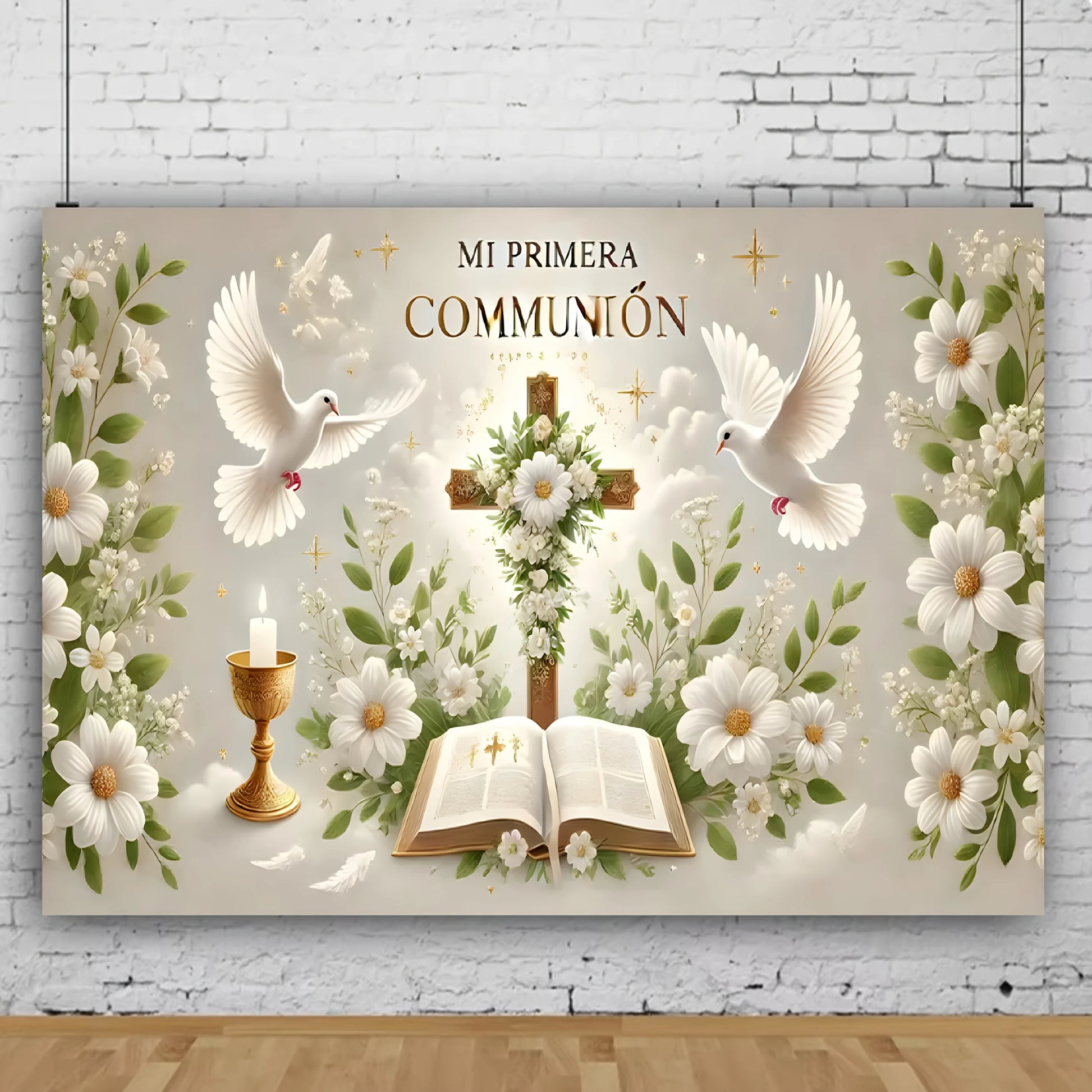 One Mi Primera Comunion elegant baptism and the First Communion Party decorative banner, perfect for decoration