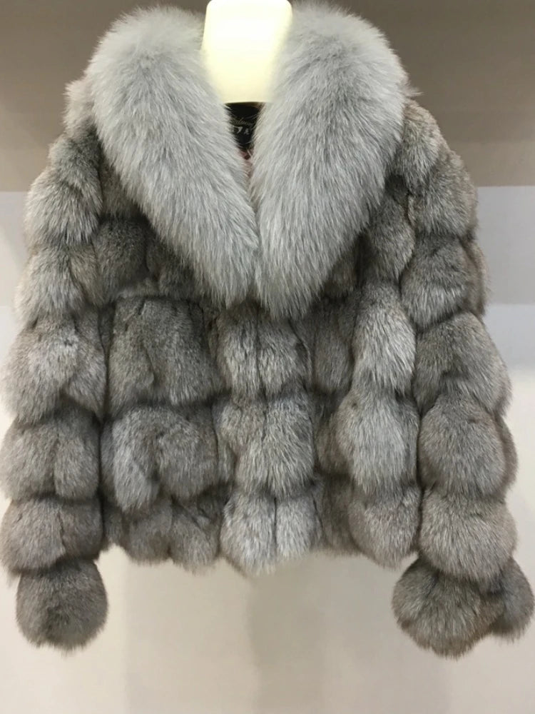 MENINA 2025 Winter Jacket Women Real Fox Fur Coat  Natural Fox Fur Collar Outerwear Thick Warm Sleeve Fashion Streetwear