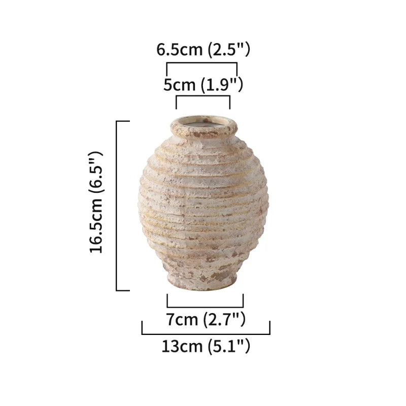 Retro Nostalgic Rough Clay Pottery Vase 21.5CM High Vasen Room Decoration Vases Vintage Handmade Style Home Decor Items