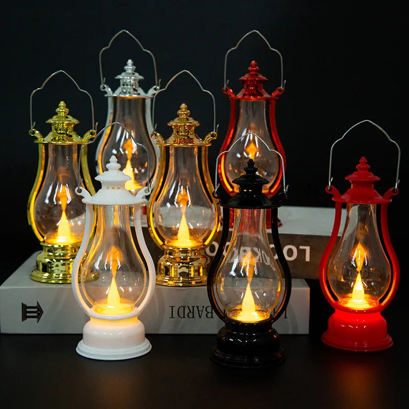 Led Retro Small Oil Lamp Portable Wind Light Kettle Electronic Candle Lamps Bedroom Living Room Decoration Kerosene Lights