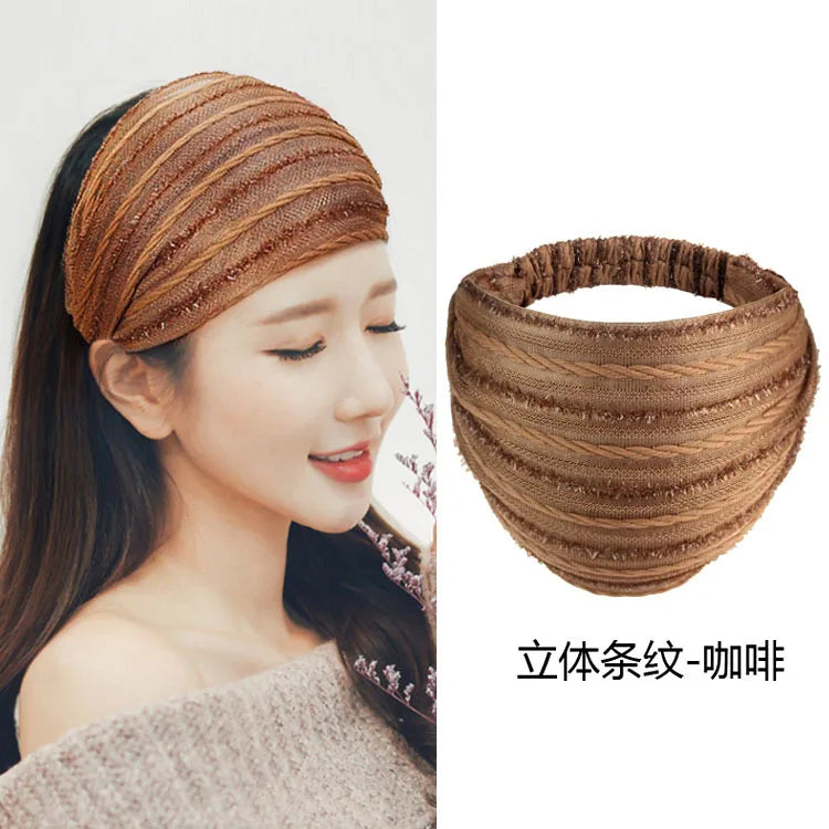 Fashion Wide-Brimmed Pearl Hair Band Cover Gray Hair Hair Accessories Girl's Face Washing Sports Casual Closed Head Cover Tiara