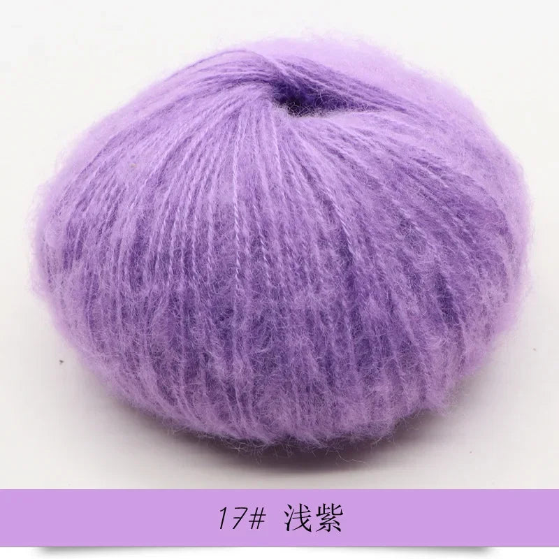 25g Worsted Natural Soft Silk Fine Wool Mohair Yarn Skein Baby Organic Crochet Hand Knitting Sewing Thread Scarf Shawl