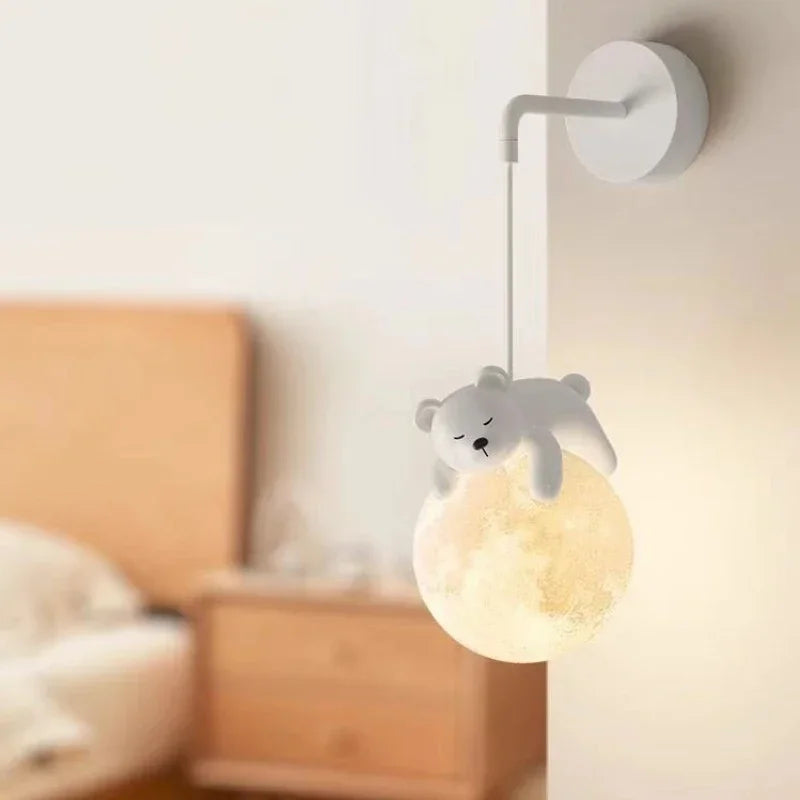Modern Minimalist LED Chandelier Children's Rooms Bedrooms Bedside Aisles Balconies Pendant Lamp Creative Study Bear Decor Light
