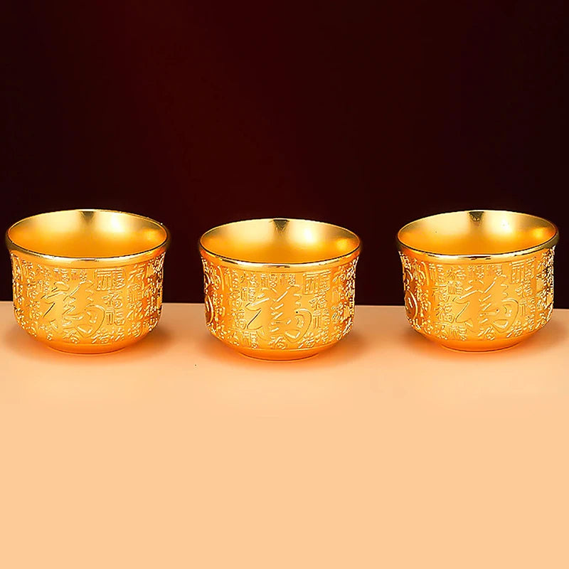 NEW Brass Serving Bowl Cup Chinese Ritual Buddhist Offering Water Bowl Brass Tibetan WorshipTemple Water Tea Container 2024