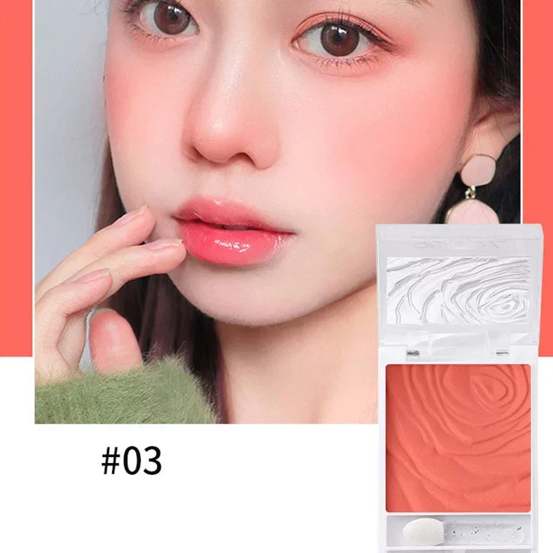 Rose Embossed Blush Palette 6 Colors Cheek Tint Blusher Powder Natural Face Makeup Matte Peach Pink Tint Contour Rouge Cosmetics