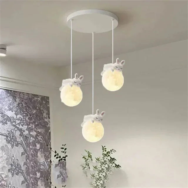 Modern Minimalist LED Chandelier Children's Rooms Bedrooms Bedside Aisles Balconies Pendant Lamp Creative Study Bear Decor Light
