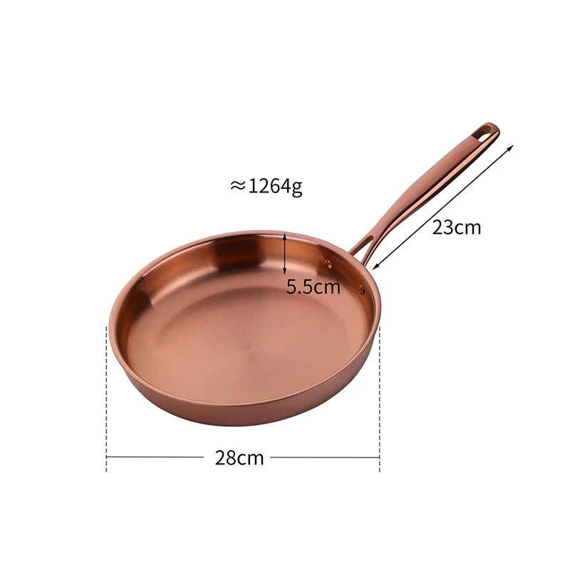 304 Stainless Steel 28CM Frying Pan High Quality Pan Fried Steak Non Stick Pan General Purpose Induction Cooker Wok Cookware