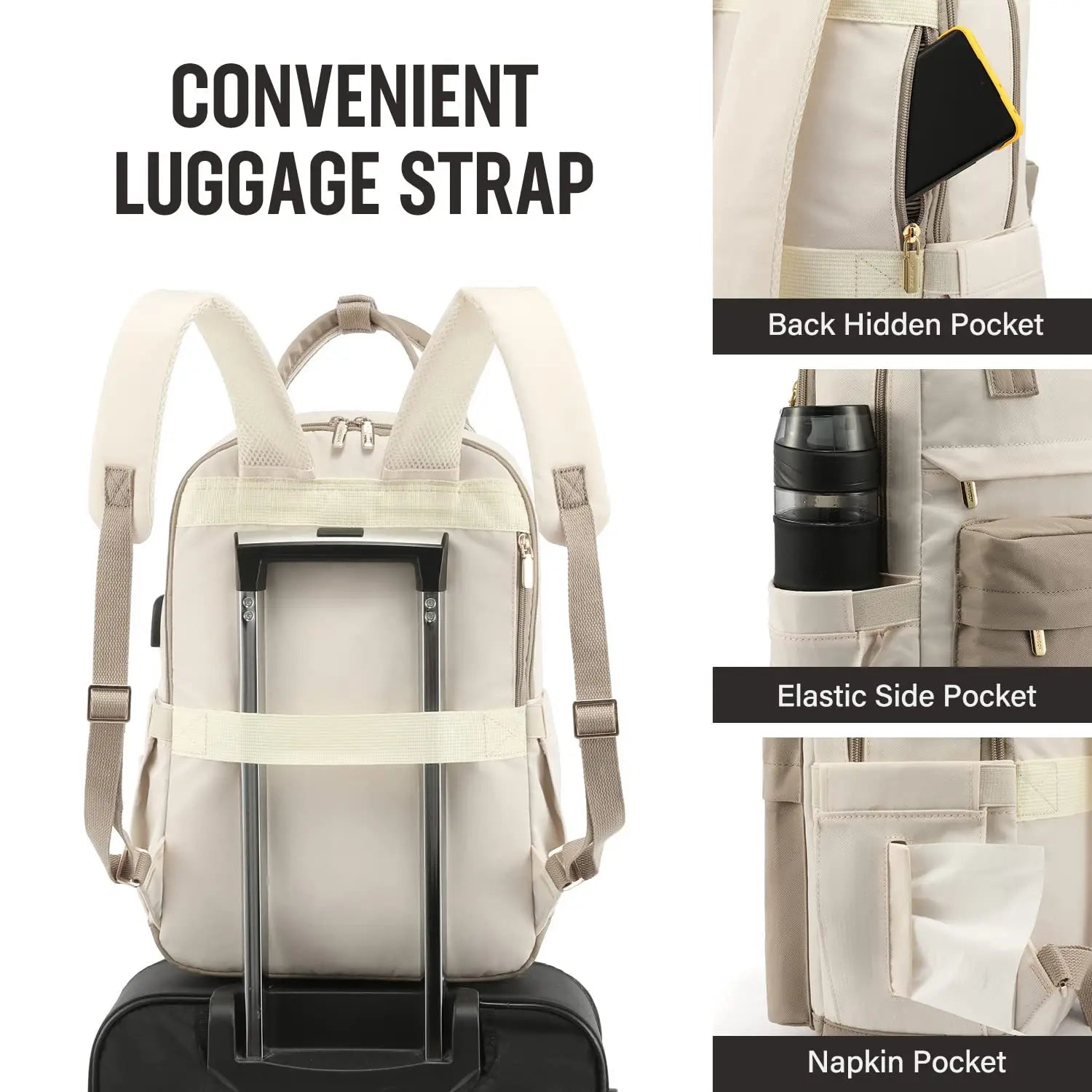 Laptop Backpack For Women 15.6 Inch With USB Port Waterproof Travel Bags Vintage Daypacks Bookbag For College School Work
