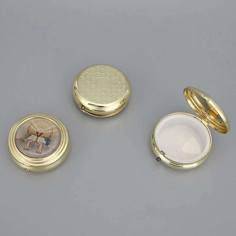 Catholic Holy Grail Box Small Pyx For Eucharist Host Zinc Alloy Carry Consecrated Hosts First Communion Holy Box