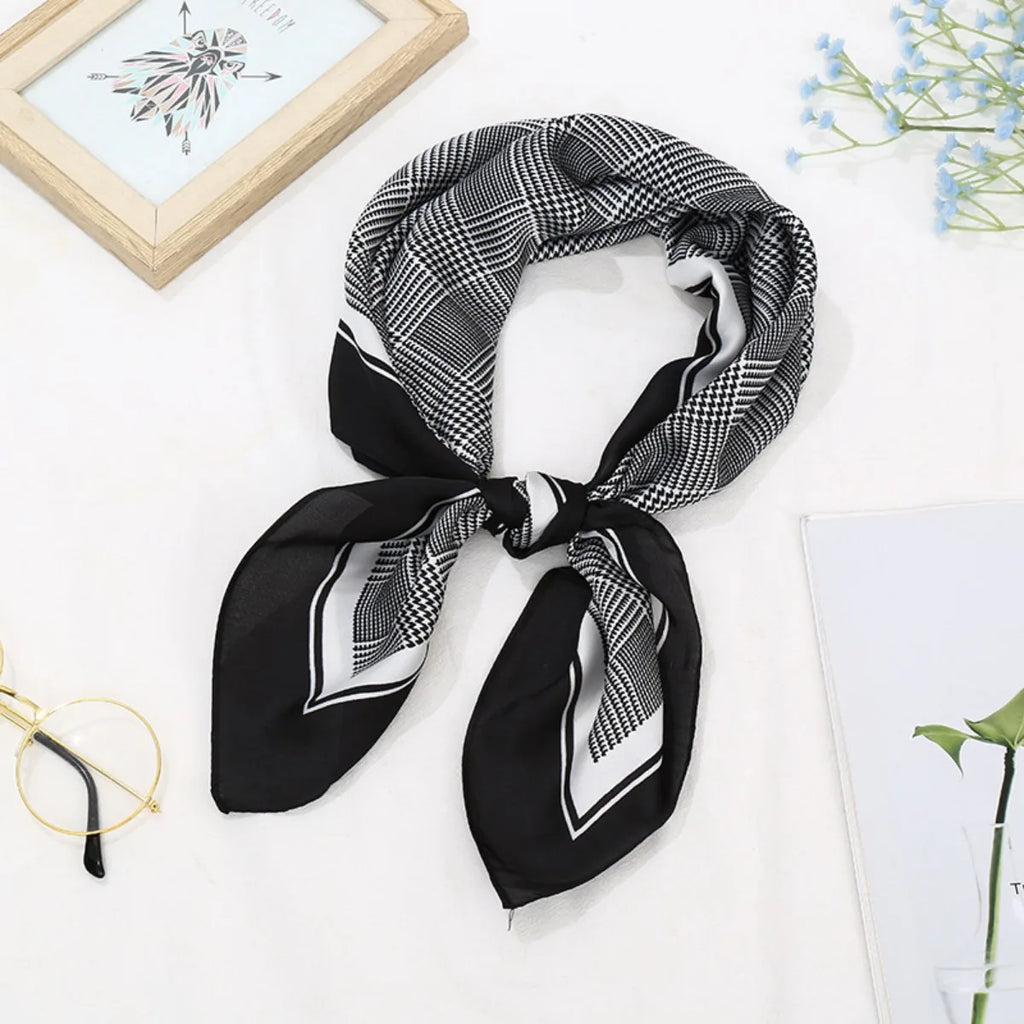 70cm Small Square Head Scarfs for Women Silk Scarf Letter Printed Scarves Headscarf Hair Accessories