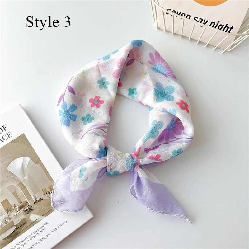 Fashion Cotton Linen Shawl Square Scarf for women sweet Cherry Print Hijabs Ladies Wraps summer sunscreen Bandanas Head scarf