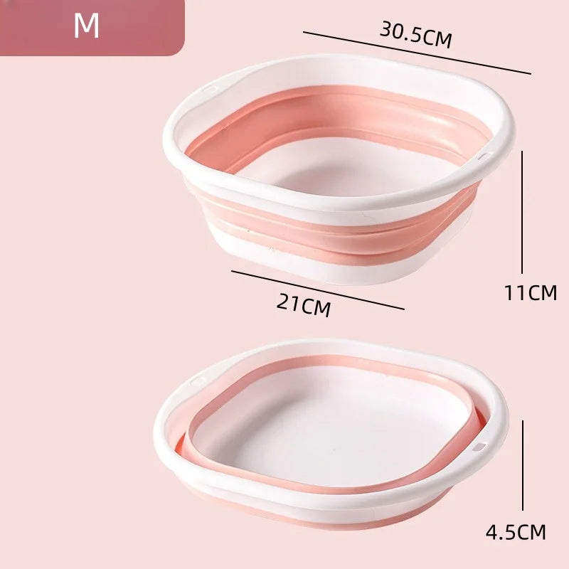 Folding Washbasin Silicone Portable Basin Foldable Bucket Camping Sink Bath Goods Dorm Room Essential Collapsible Laundry Bowl