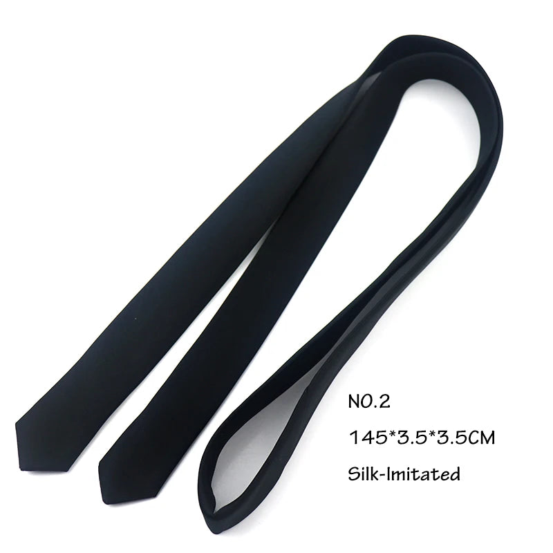 Casual Black Clip Ties For Men Women Student College Security Simple Necktie Doorman Steward Matte Suit Business Skinny Lazy Tie