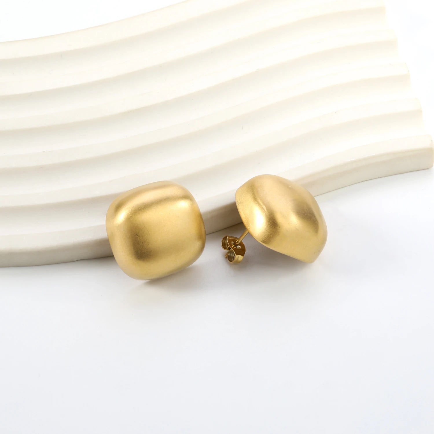LUXUKISSKIDS Minimalist Gold/Silver Plated Chunky Ball Stud Earrings for Women/Man Thick Bold Sphere Dome Post Round Earring New