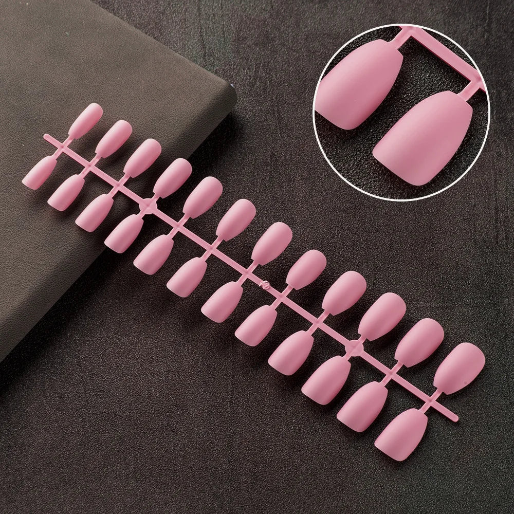 24tips/pc French White Fake Nails Matte /Glossy Detachable Long Square Natural False Press on Nails Manicure Faux Ongles