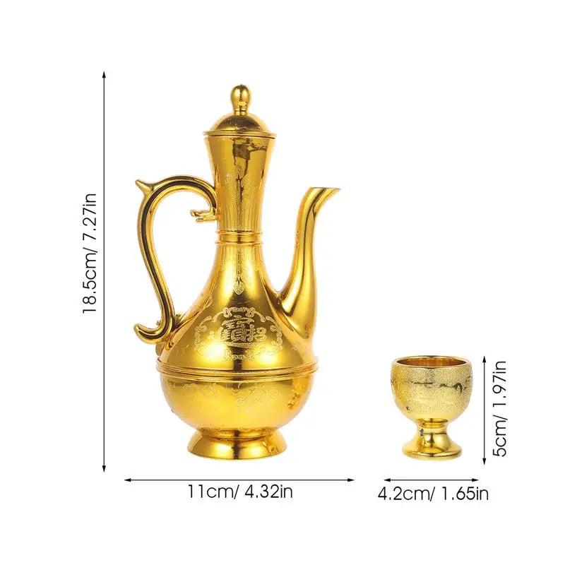 4Pcs European Offering Cup Set Altar Goblet Wine Pot Combination Buddhist Supply Vintage Enshrine Glass Traditional Sacrifice