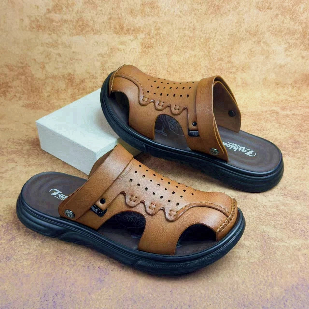 Summer Sandals for Men Outdoor Casual Sport Slippers PU Leather Non-slip Breathable Roman Shoes Two Uses Beach Flip-Flop Garden