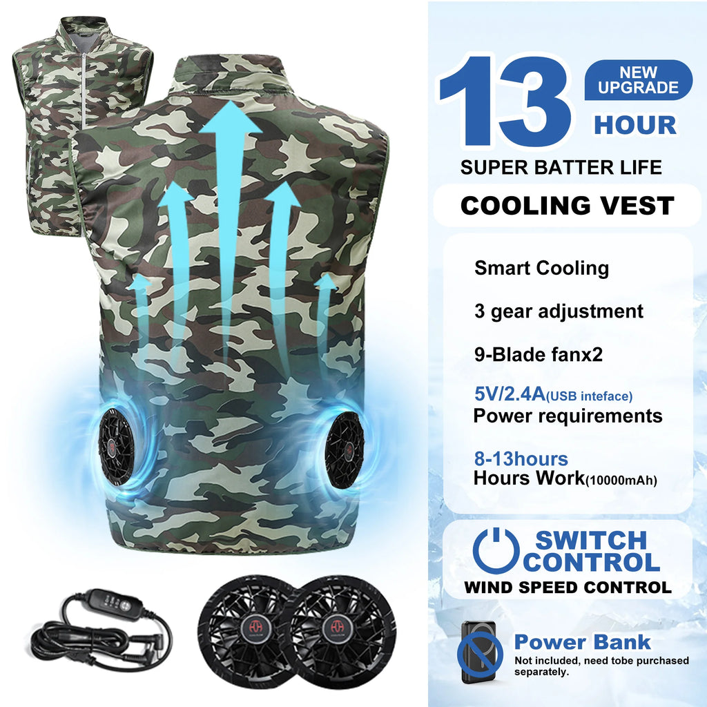 Cool Vest Electric fan vest Cooling Fan Vest Air-conditioned Clothes Hiking Cooling 13 Hours High Temperature Work Fishing Vest