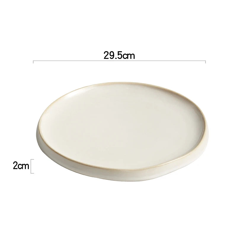 Simple Ceramic Dinner Plates Round Pasta Steak Plate Restaurant Solid Color Creative Tableware Snack Dessert Tray Cooking Dishes