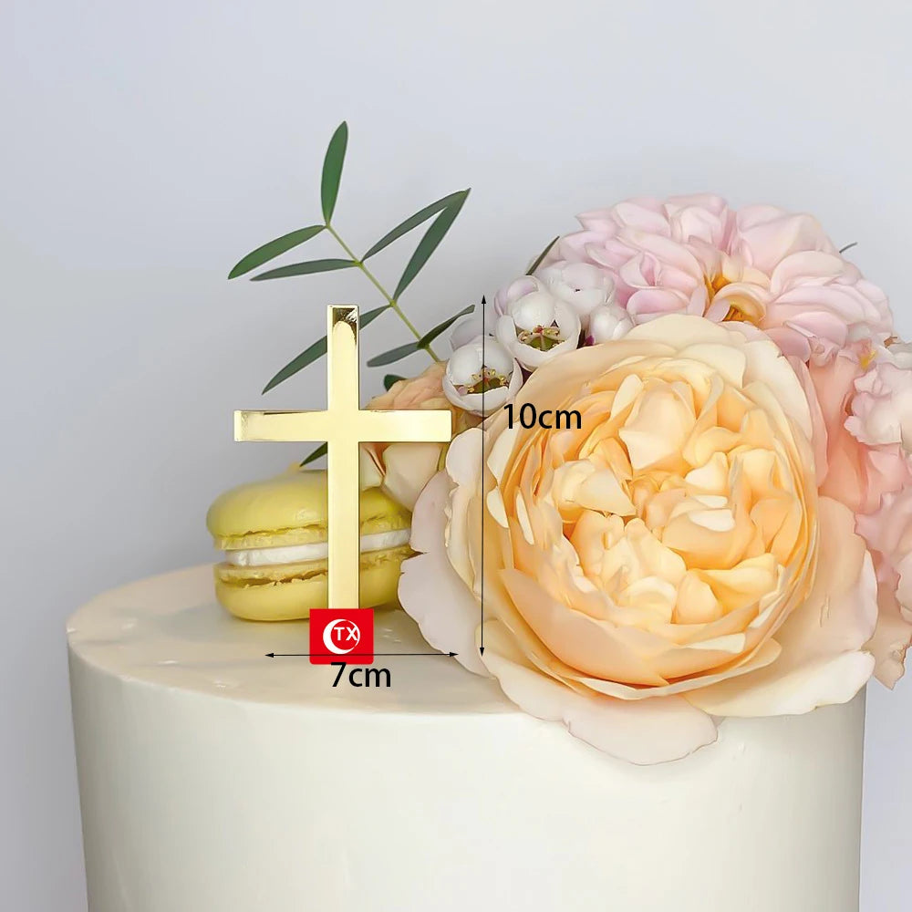 New Baptist Cake Topper Boys and Girls Pigeons IHS Eucharist Golden Cake Topper for Birthday Party Acrylic cake decoration