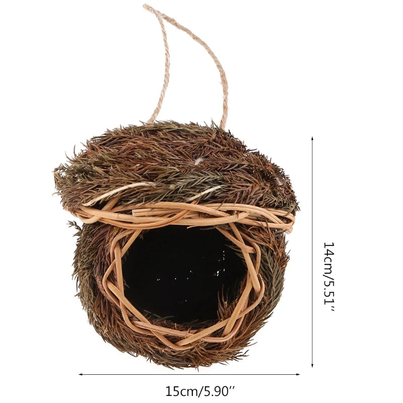 19 Birds Nest Bird Cage Natural Grass Egg Cage Bird House Outdoor Decorative Weaved Hanging Parrot Nest Houses Pet Bedroom