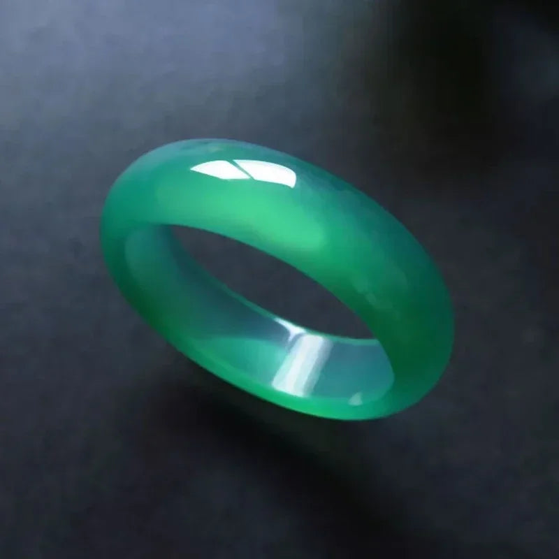 1pc Wholesale Inside Diameter 18mm Natural Chalcedony Hand-carved Jade Ring Fashion Jewelry Jade Rings in Various Colors Vintage