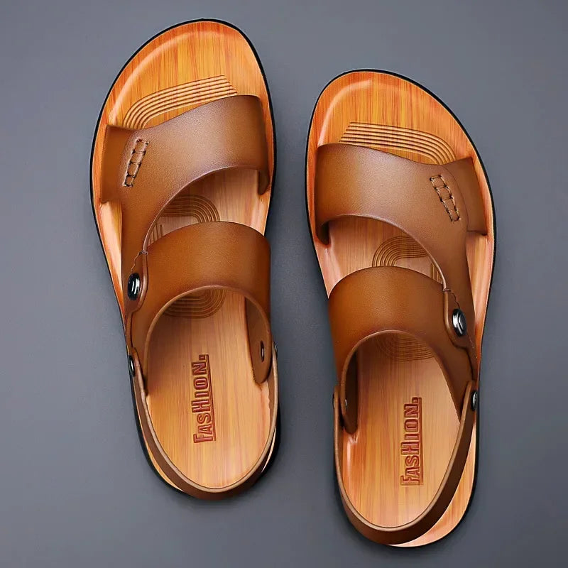 Classic  New Men's Sandals Genuine Leather Sandals for Men Outdoor Beach Slippers Leather Shoes 2024 Sandalias De Hombre